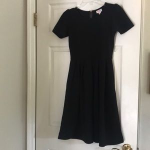 LuLaRoe black Amelia dress with rose gold zipper